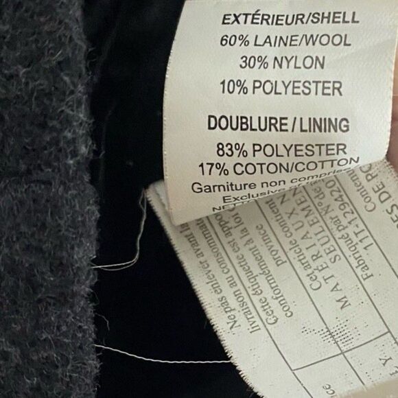 Marcona Wool Blend Coat Women’s M Charcoal Gray Y2K Classic Winter Plaid Collar - Picture 9 of 10